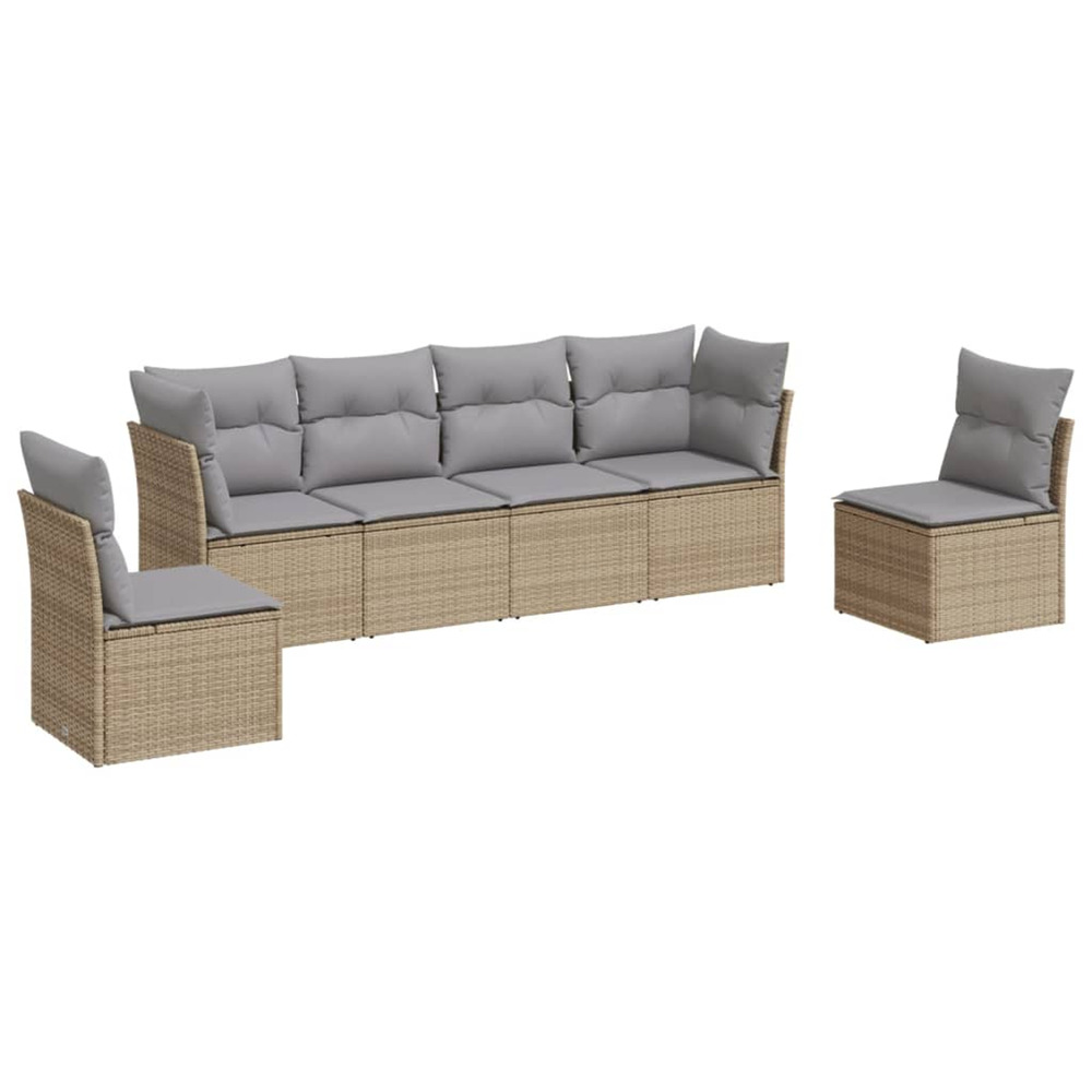 Salon de jardin avec coussins 6 pcs beige résine tressée