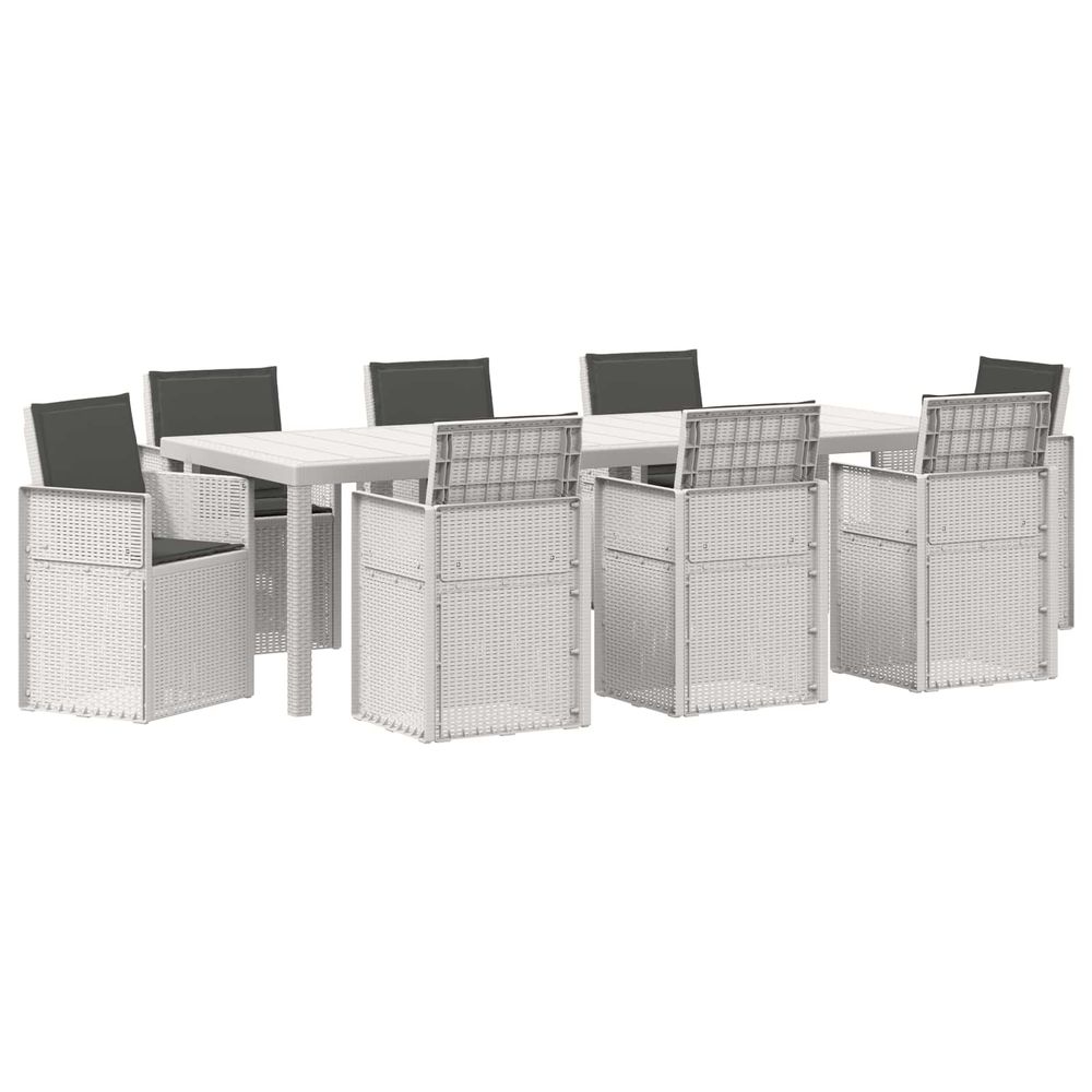 Ensemble de salle à manger pour jardin 9 pc blanc et anthracite