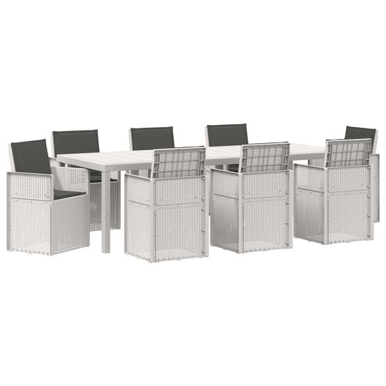 Ensemble de salle à manger pour jardin 9 pc blanc et anthracite