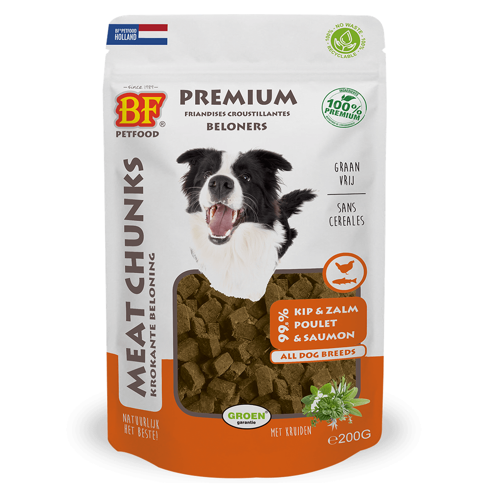 Friandises éducation sans céréales poulet et saumon pour chien, 200g