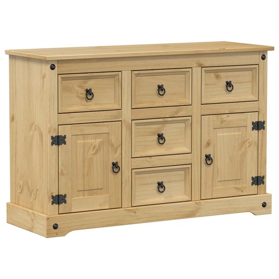 Buffet bahut commode armoire meuble de rangement organisateur cuisine salle de séjour salon corona 115 x 40 x 76 cm bois mass