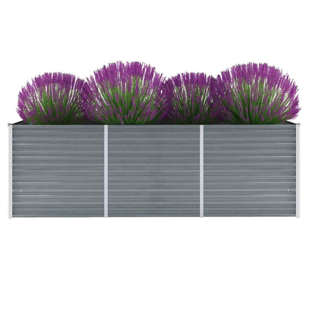 Carré potager surélevé acier galvanisé jardin terrasse gris 240x80x77cm