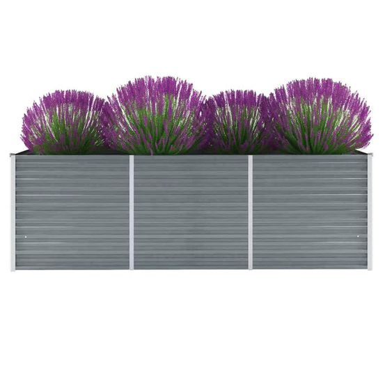 Carré potager surélevé acier galvanisé jardin terrasse gris 240x80x77cm