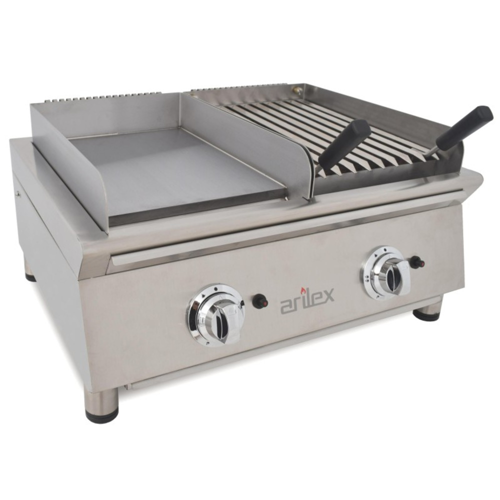 Ensemble de cuisson combiné flexi série 600 - meuble avec 1 grille et frytop rectifié - arilex