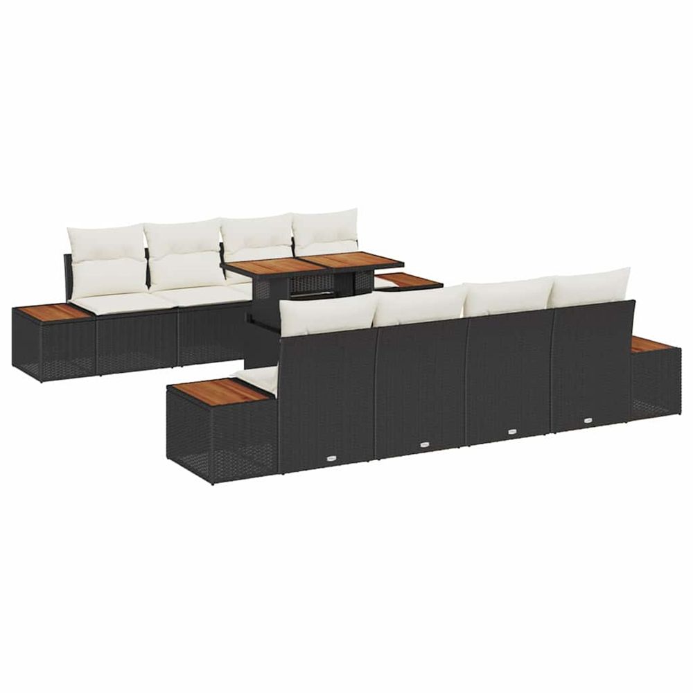 Ensemble de canapé de jardin 9 pc noir poly rotin