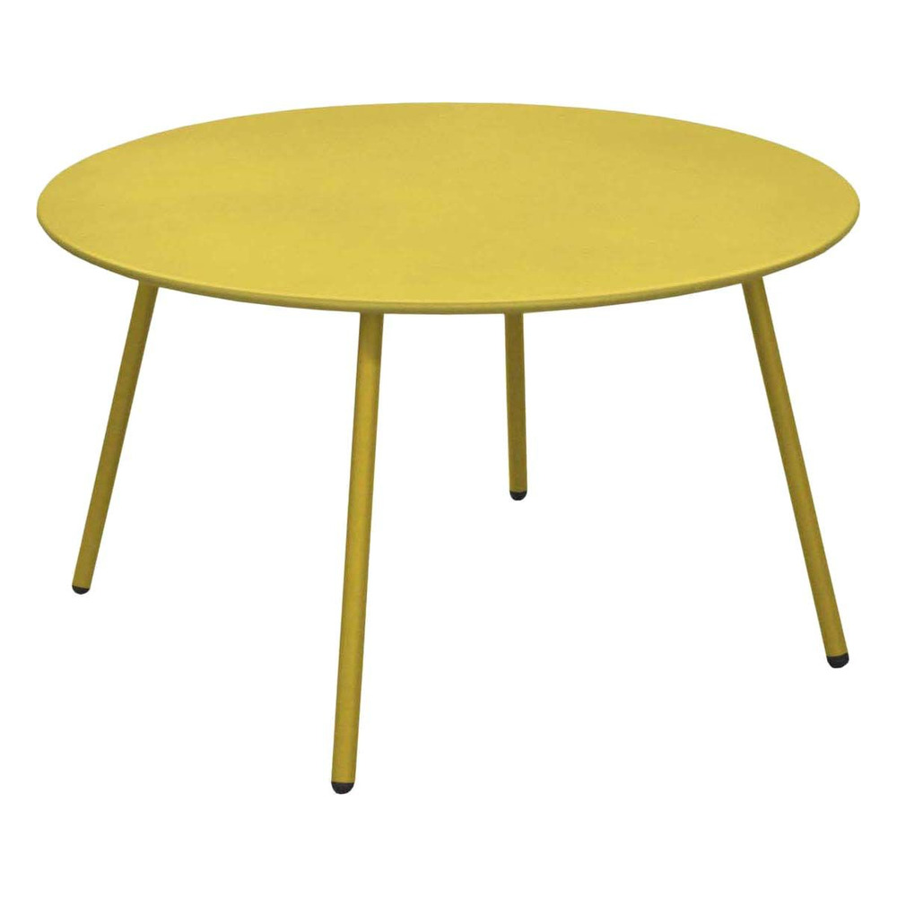 Table basse jardin ronde en acier rio 70 cm moutarde