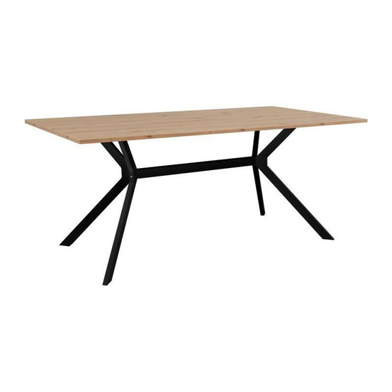Table a manger extensible onex - décor chene artisan et noir - jusqu'a 10 personnes - l 180 x p 90 x h 75 cm