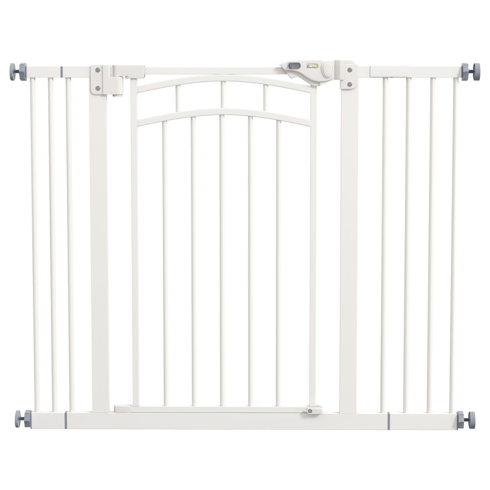 Barrière pour chien acier blanc 74 à 100 cm autofermante pour portes et escaliers