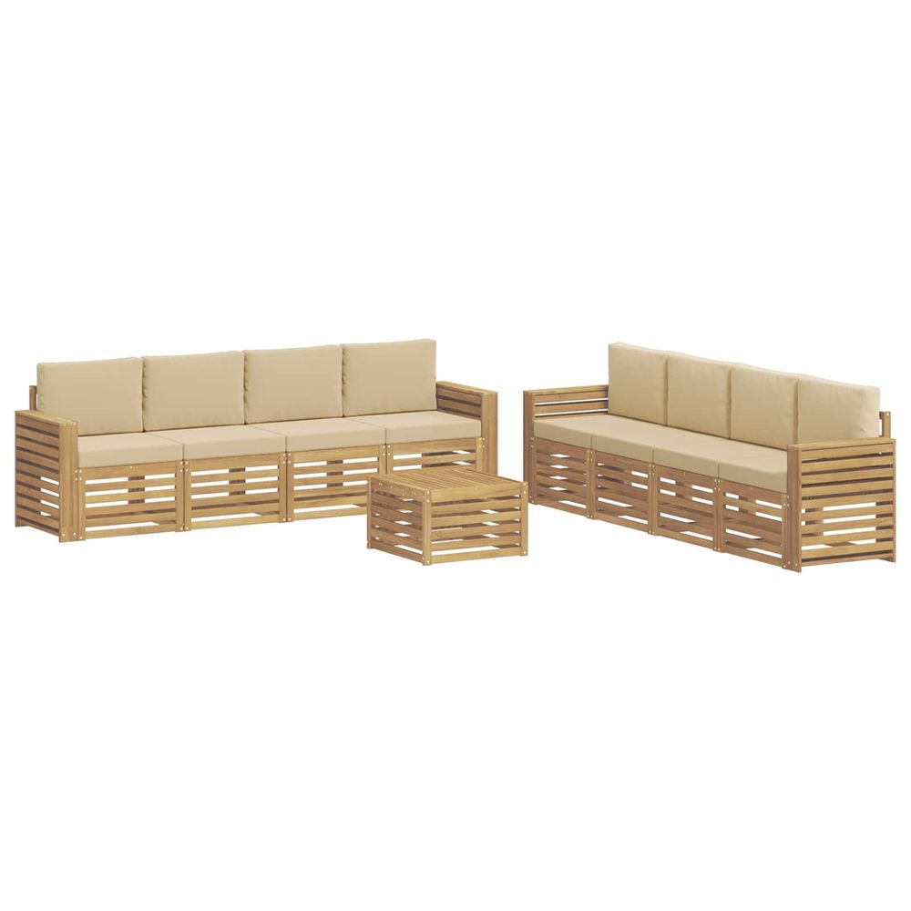 Ensemble de canapés d'extérieur 9 pc blanc et beige polyester