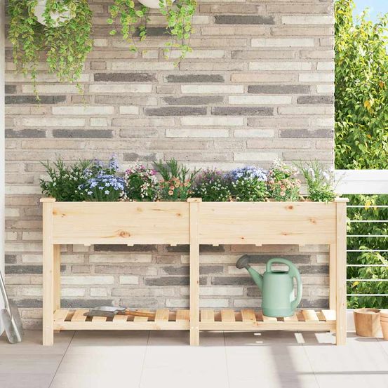 Bac à plantes en bois de sapin avec étagère de rangement pour jardin 161cm