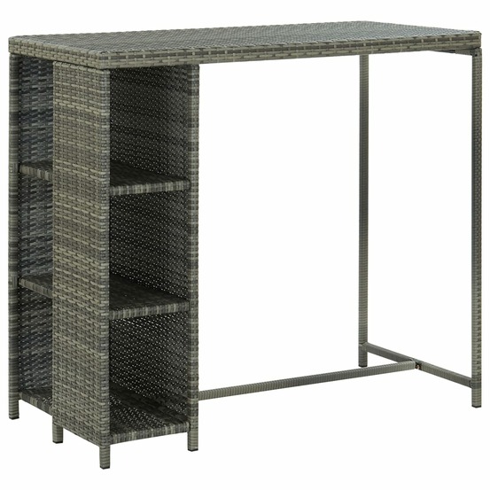 Ensemble de bar de jardin 5 pcs et coussins résine tressée gris