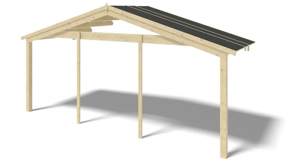 Avant-toit en bois 6x2m pour le chalet de jardin 6m, couleur naturel - dom553 - altanka