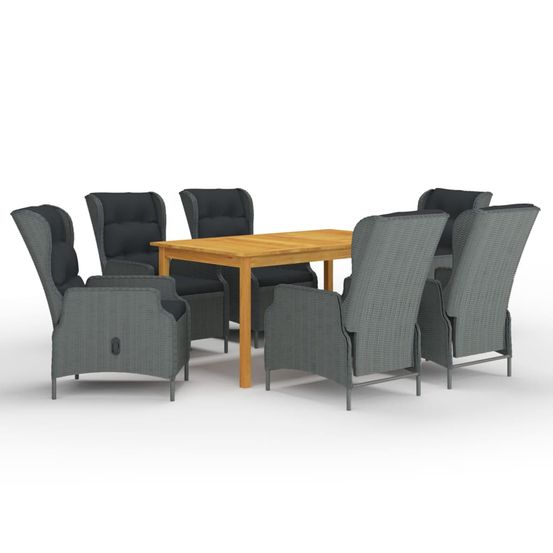 Ensemble à manger de jardin 7 pcs gris clair