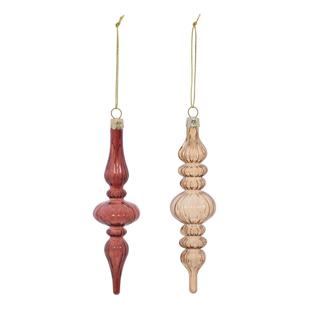 Lot de 2 suspensions de sapin en plastique marron 14 cm