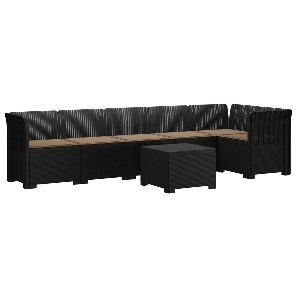 Canapé de jardin 6 places avec coussins aspect rattan pp