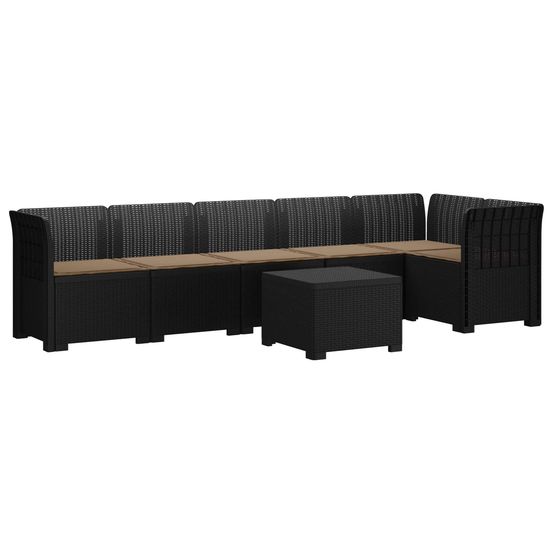Canapé de jardin 6 places avec coussins aspect rattan pp
