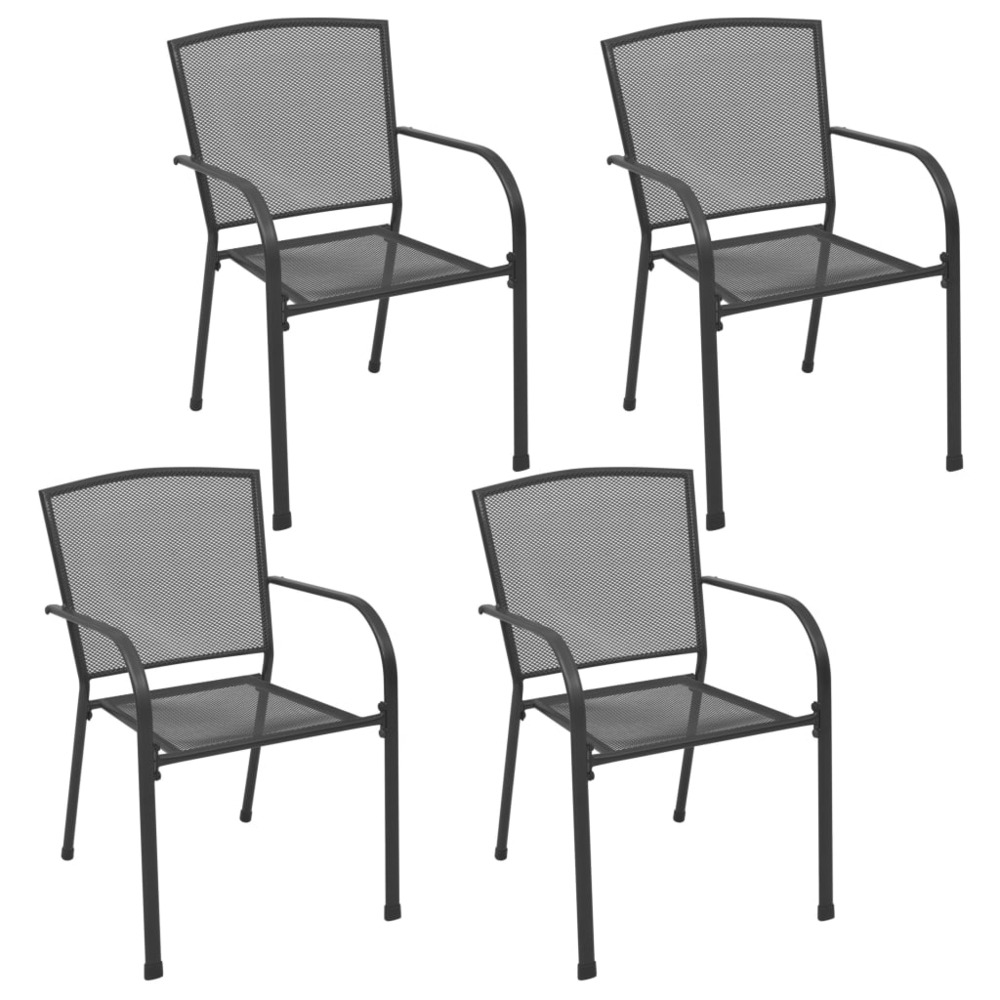 Chaises d'extérieur lot de 4 design maillé anthracite acier