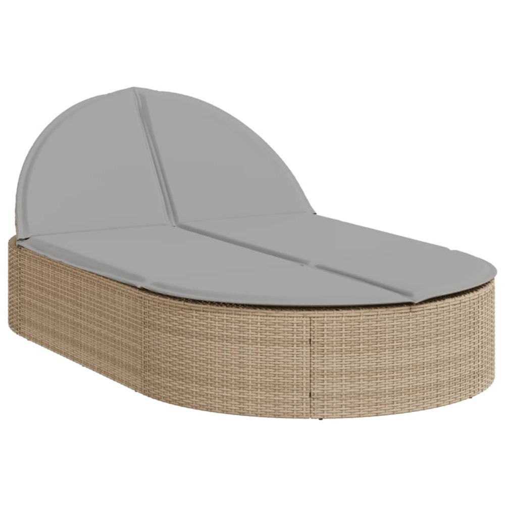 Chaise longue double avec coussins beige résine tressée bain de soleil