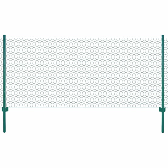 Clôture en grillage métallique avec poteaux acier 25x1 m vert