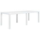 Table de jardin blanc 220x90x72 cm plastique aspect de rotin