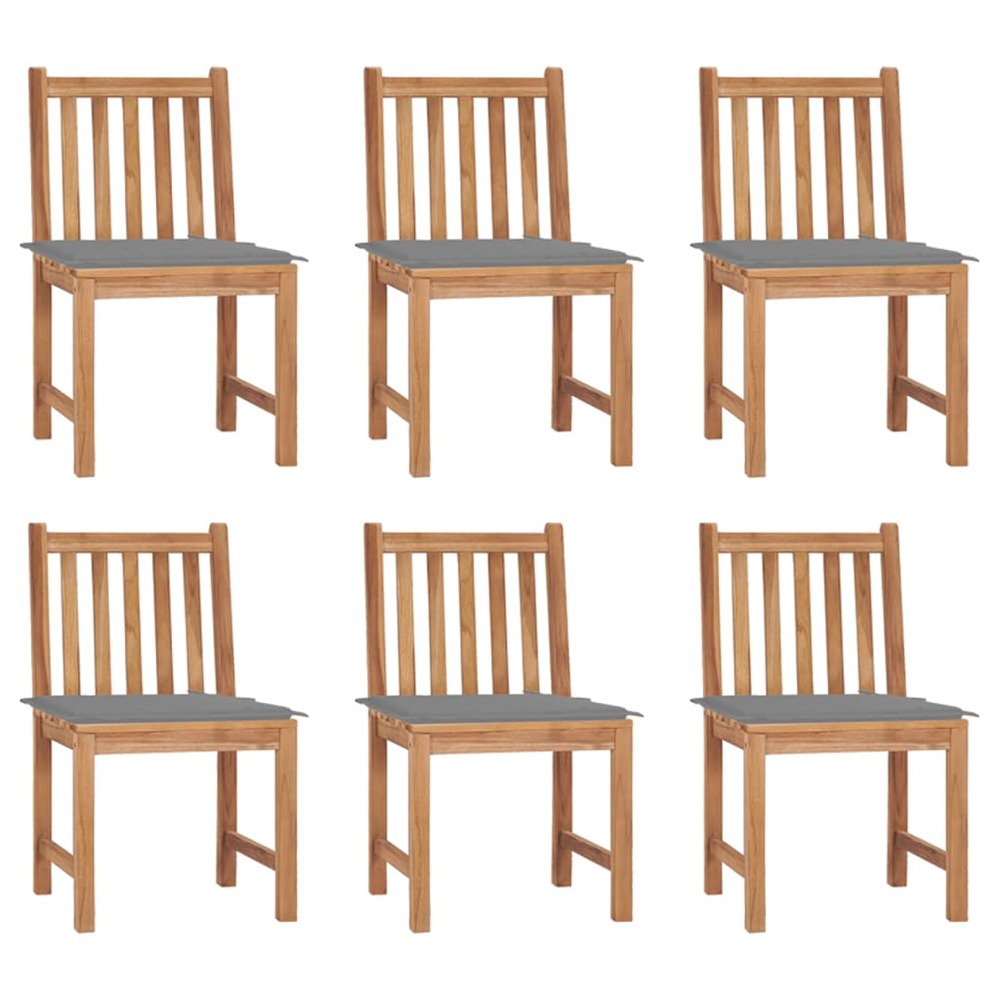 Chaises de jardin lot de 6 avec coussins bois de teck massif
