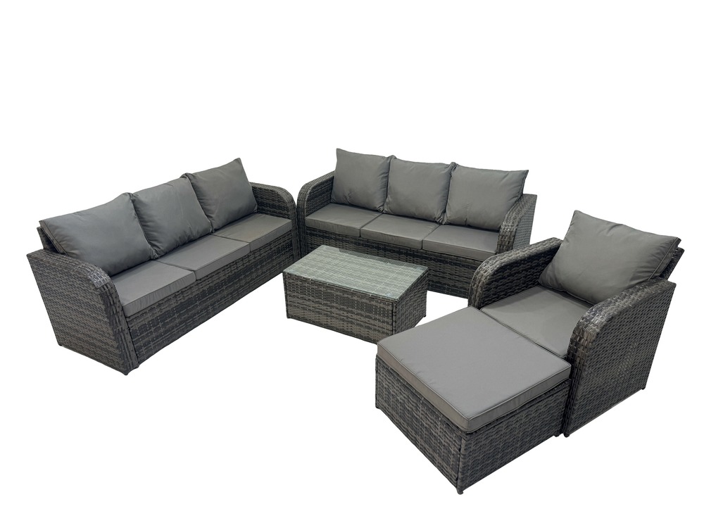 8 places ensemble de canapés en rotin avec canapé 3 places chaise inclinable canapé 3 places grand tabouret gris foncé mixte