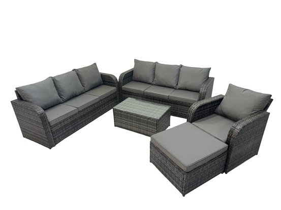 8 places ensemble de canapés en rotin avec canapé 3 places chaise inclinable canapé 3 places grand tabouret gris foncé mixte