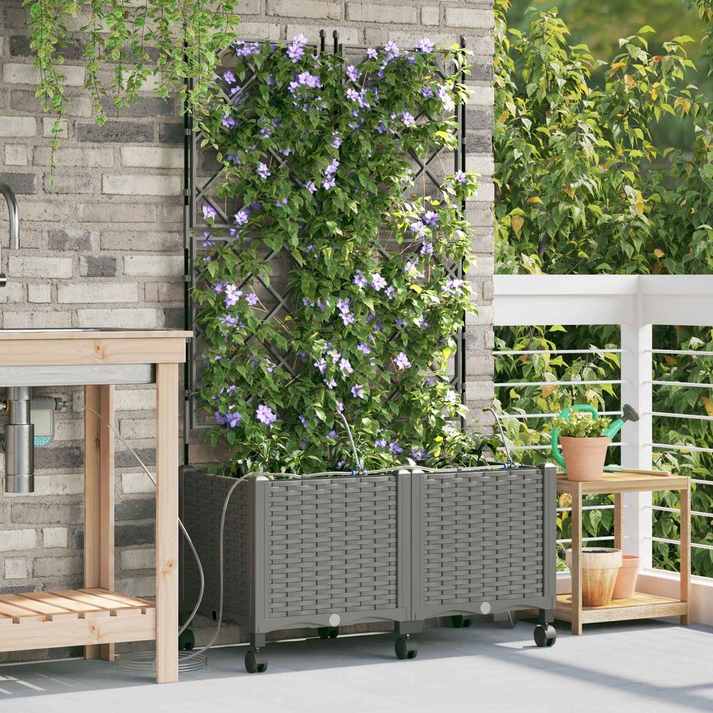 Porte-plante treillis pp jardin balcon support grimpantes 80x40cm