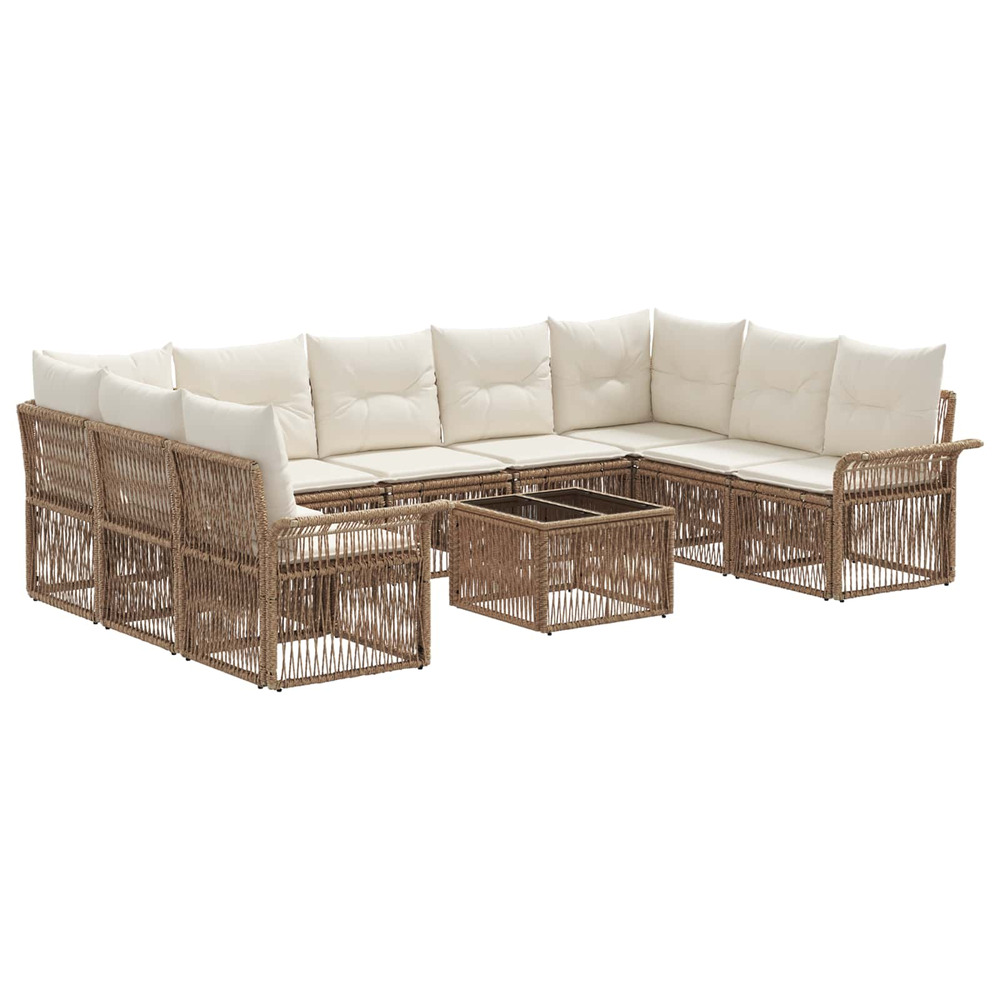 Ensemble de canapé de jardin 10 pcs beige polyrotin
