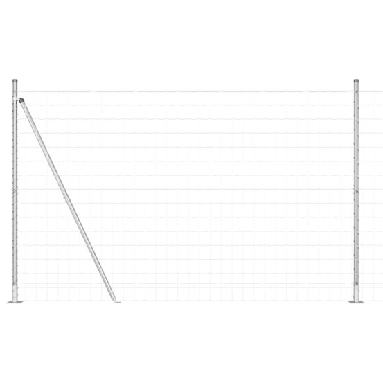 Clôture avec poteaux argent 1.6 x 10 m acier