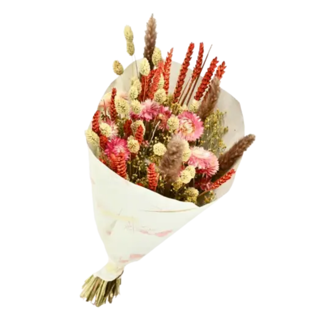 Bouquet de fleurs séchées dandy rose orange 50 cm