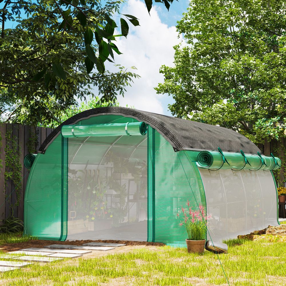 Serre tunnel de jardin acier galvanisé protection plantes hivernage 4x3x1.98m vert - comfortxl outdoor living