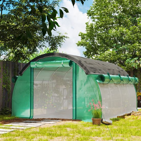 Serre tunnel de jardin acier galvanisé protection plantes hivernage 4x3x1.98m vert - comfortxl outdoor living
