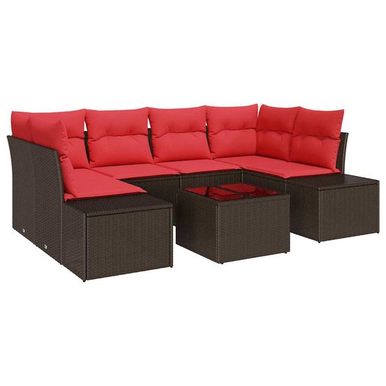 Ensemble de canapé de jardin 7 pc marron polyrotin
