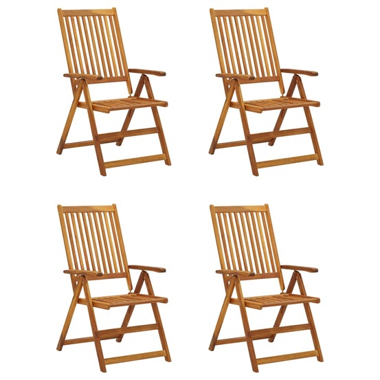 Chaises inclinables de jardin lot de 4 et coussins bois acacia