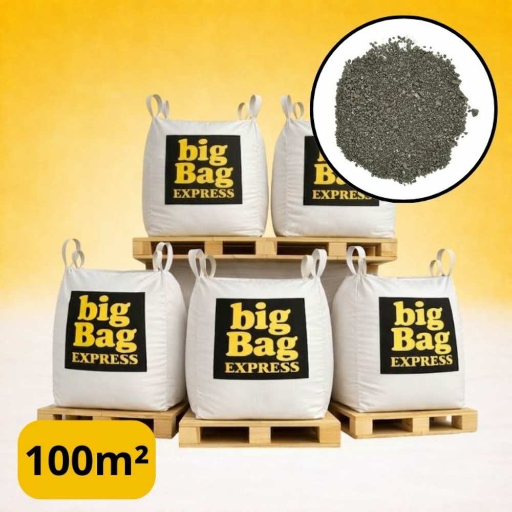 Pack 5 x big bag de +/- 1,5t ≃ 100m² sable lavé gris ø 0/4 mm - livraison premium