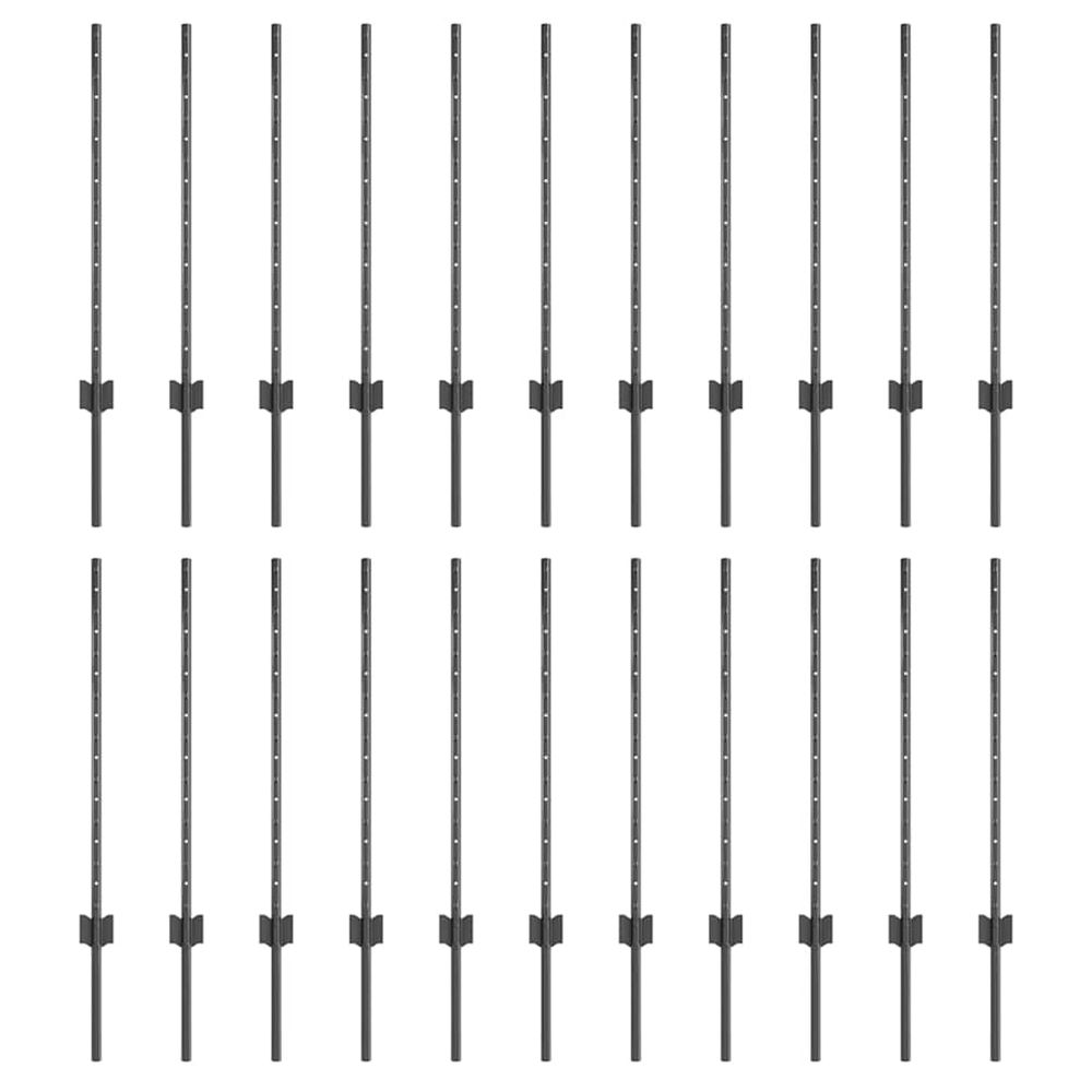 Poteau de clôture enchâssé 22 pièces gris 120 cm