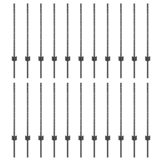 Poteau de clôture enchâssé 22 pièces gris 120 cm