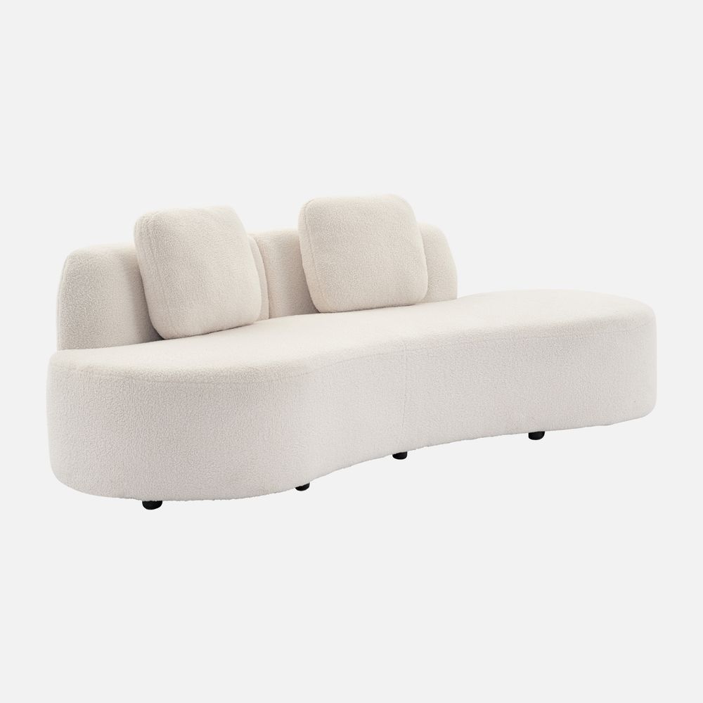 Canapé virgule organique 3 places en tissu bouclette l 232 x p 97 x h 68cm