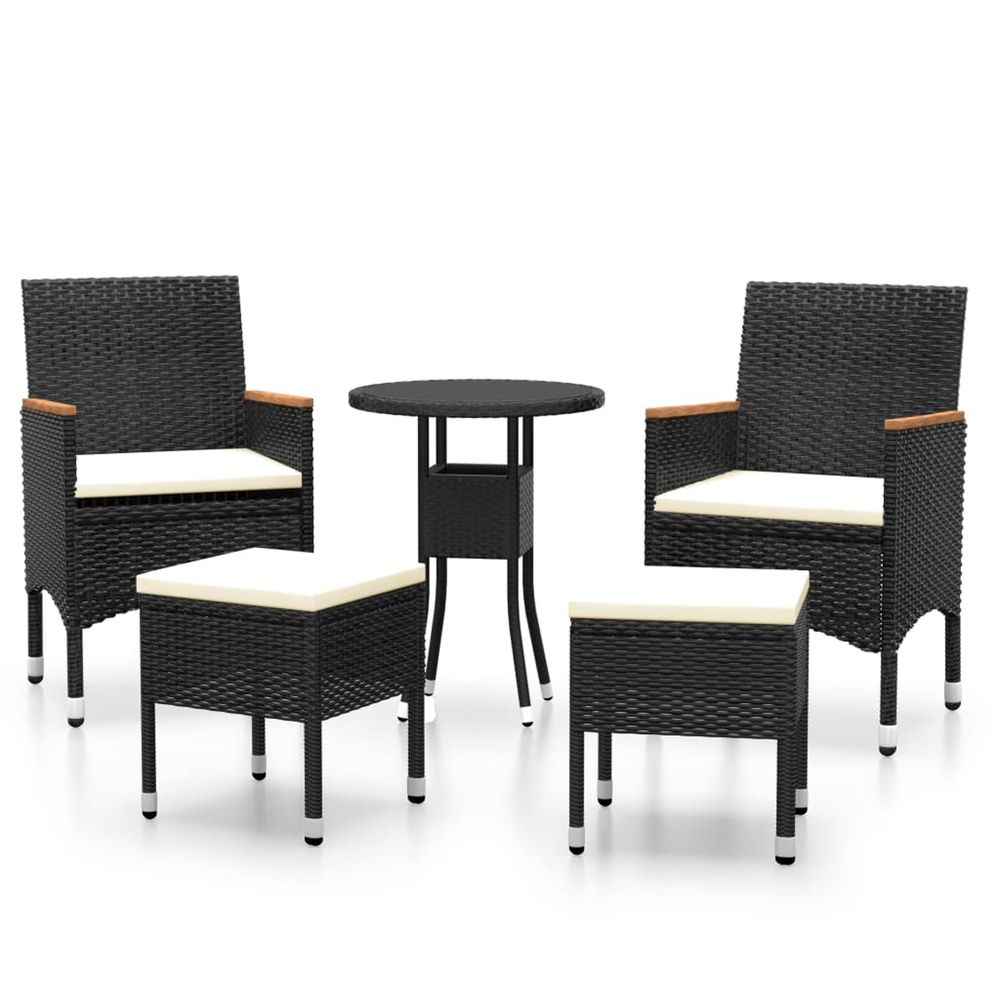 Salon de jardin 5 pcs résine tressée noir