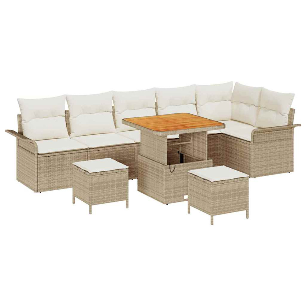 Ensemble de canapé de jardin avec coussin 9 pcs beige et crème