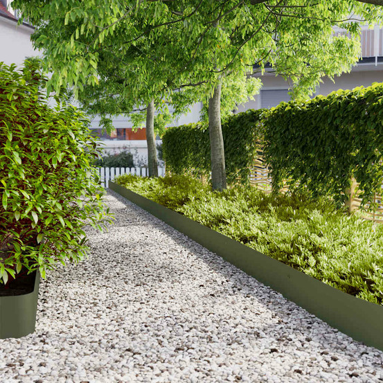 Bordures pelouse 10pcs vert olive 20x103cm acier laminé à froid