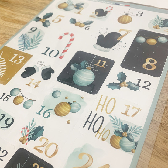 Planche de 24 stickers de l'avent