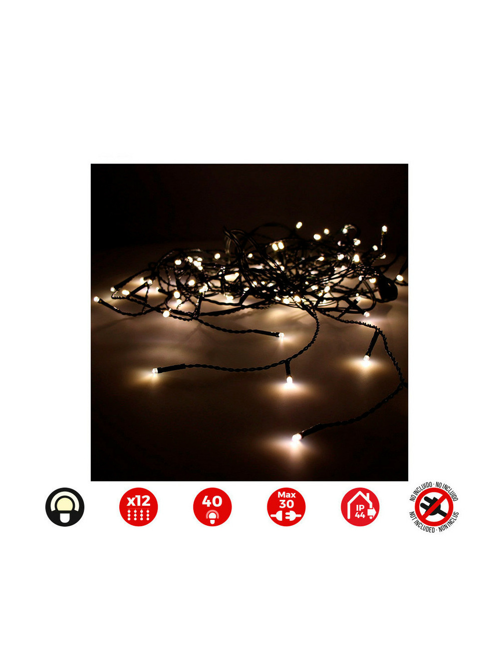 Rideau icicle easy-connect 2x0,5m 12 bandes blanc chaud 30v (usage int. Ext.) edm total 0,72w