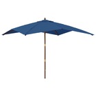 Parasol de jardin avec mât en bois 300 x 300 x 273 cm bleu