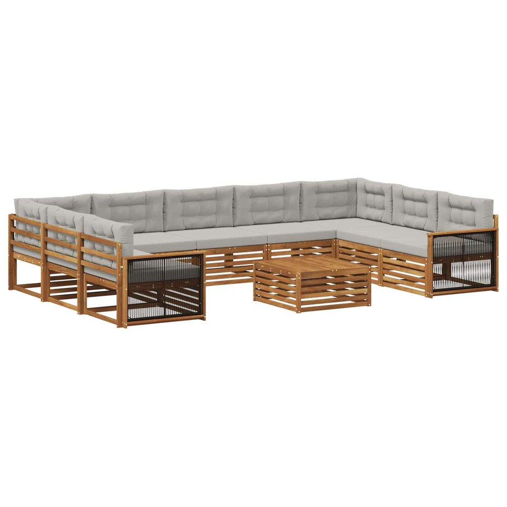 Ensemble de canapés d'extérieur 10 pc naturel et gris clair