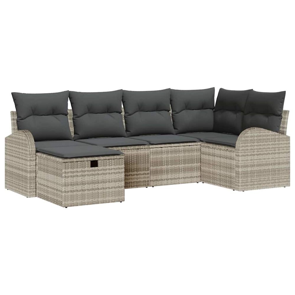 Ensemble de canapé de jardin 6 pc gris clair polyrotin