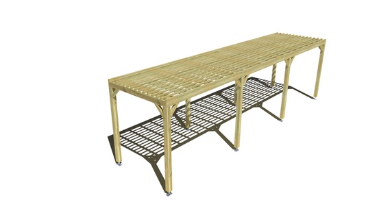Pergola bois • 9m x 2m • indépendante • sens profondeur • lattage bois • livraison comprise