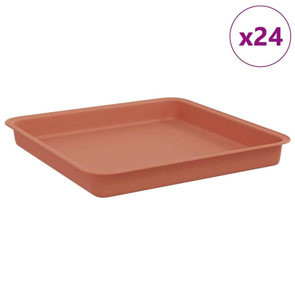 Plateau carré à fleurs 24 pc rouge brique 18 x 18 x 2 cm
