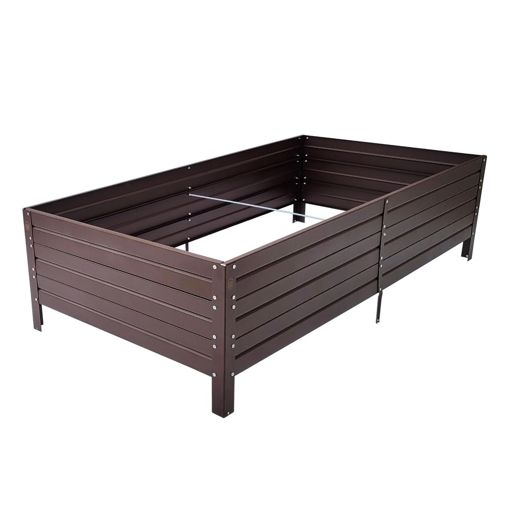 Carré potager surélevé en acier thermolaqué marron ral 8017, 150 x 75 x 30 cm, 338 l, tôle 1 mm